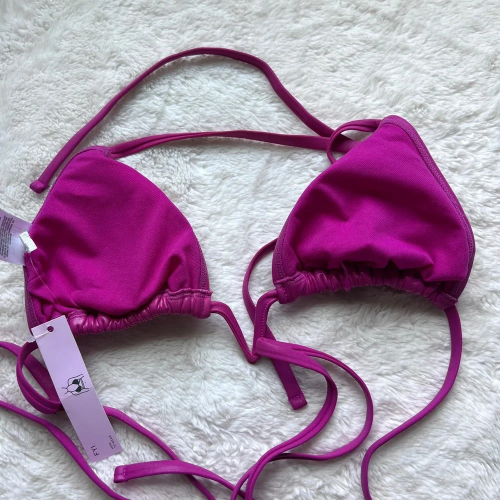 Wild Fable Magenta Purple Triangle Bikini Top XS New Halter Swim 238174283 NWT